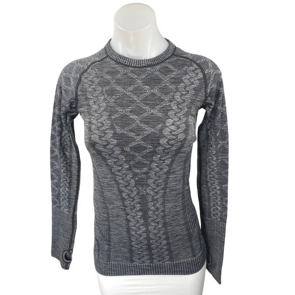 Lululemon Rest Less Dark Gray Long Sleeve Crew Neck Knit Sweater Top Size 2 - Picture 1 of 3
